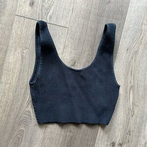 Aritzia Babaton Navy Blue Sculpt Knit Ribbed Tank